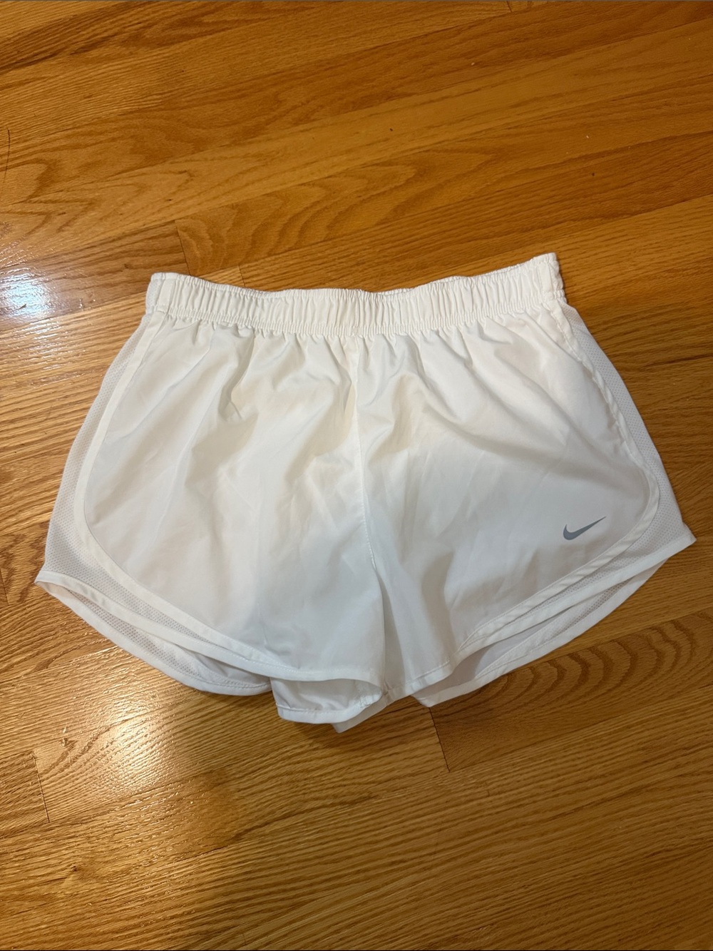 Nike White Women's Athletic Running Shorts with Swoosh